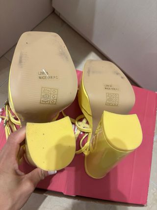 Tacones Amarillos Nuevos Plataforma