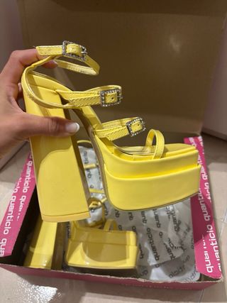 Tacones Amarillos Nuevos Plataforma