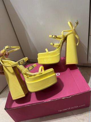 Tacones Amarillos Nuevos Plataforma