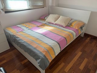 Cama Matrimonio Madera con dos colchones de 80x200