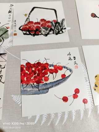 Lote de 9 postales de arte chino