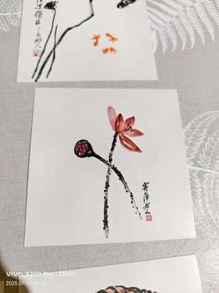 Lote de 9 postales de arte chino