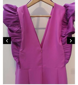 Vestido largo fucsia para evento.