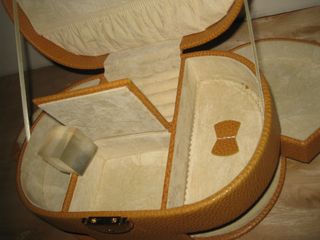 Joyero neceser viaje marrón y dorado