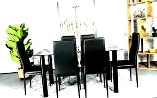 Juego de 6 Sillas de Comedor Negras