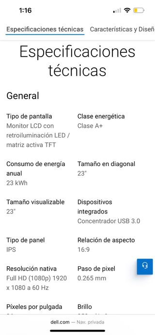 NUEVO Monitor Dell 23' Modelo P2319H sin uso 