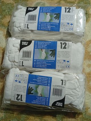 Guantes de algodón PAPSTAR L (12 pares) pack3 paqu