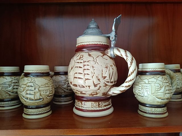 Juego 5 jarras cerveza antiguas