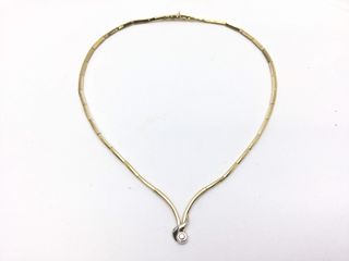 gargantilla oro 18k con piedra con diamante 22cm
