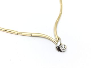 gargantilla oro 18k con piedra con diamante 22cm