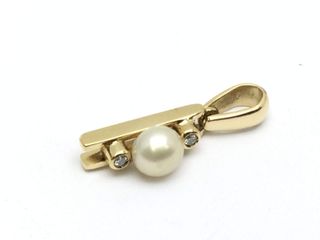 colgante oro 18k con piedra con diamante,moisanita,perla