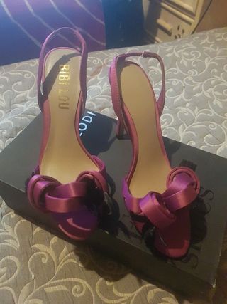 Zapatos de fiesta  tacón alto rosa malva.1 puesta.