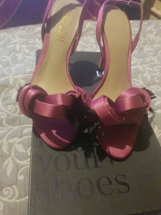 Zapatos de fiesta  tacón alto rosa malva.1 puesta.