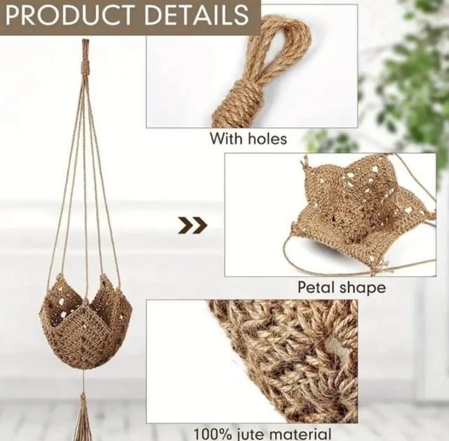 2 Colgadores Macramé Yute Beige