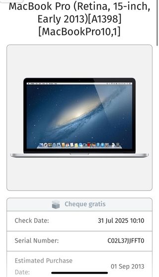 MacBook Pro Retina 15” 2014 A1398 i7 16GB Piezas
