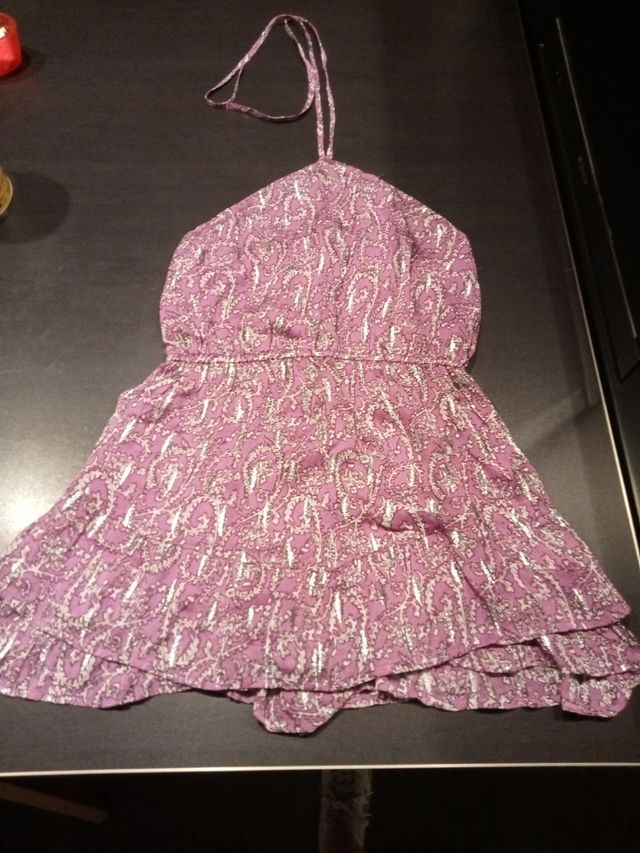 Vestido Brownie Morado Rosa Estampado
