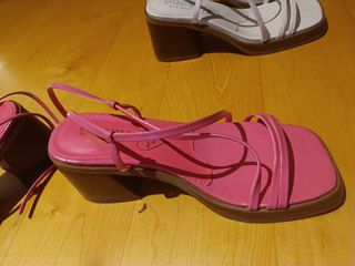 Sandalias Ulanka Tacón Cuadrado Rosa
