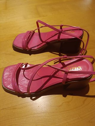 Sandalias Ulanka Tacón Cuadrado Rosa