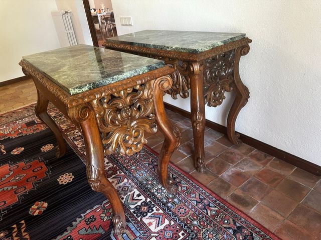 Mesas de madera y mármol antiguas (3)