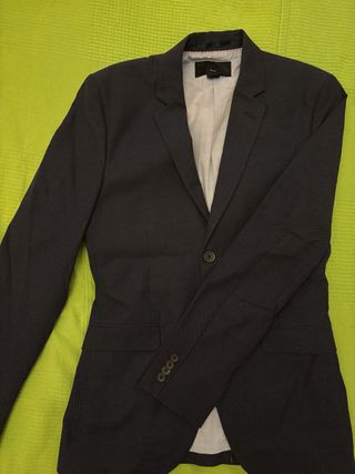 Americana H&M Slim Fit Azul Marino Microestampada