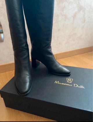 Botas de piel Massimo Dutti negras