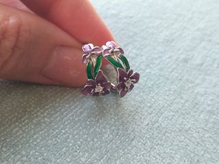 Pendientes aro flor plata de ley