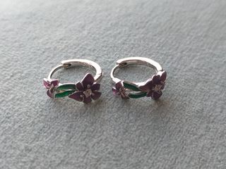 Pendientes aro flor plata de ley