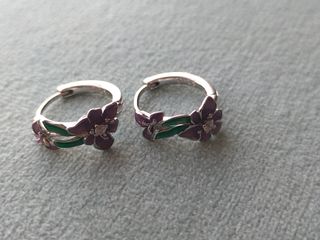 Pendientes aro flor plata de ley