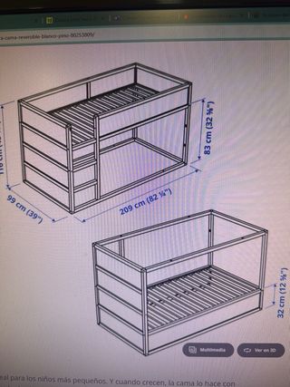 Cama Ikea Pino Blanca 90x200 Reversible