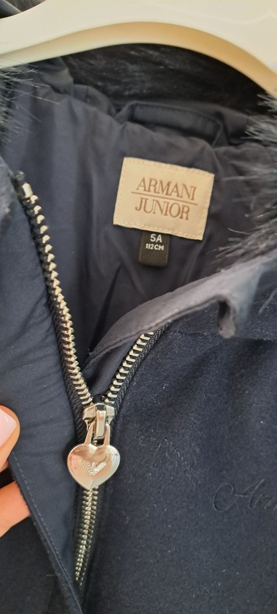 Cappottino Armani bimba blu pelliccia
