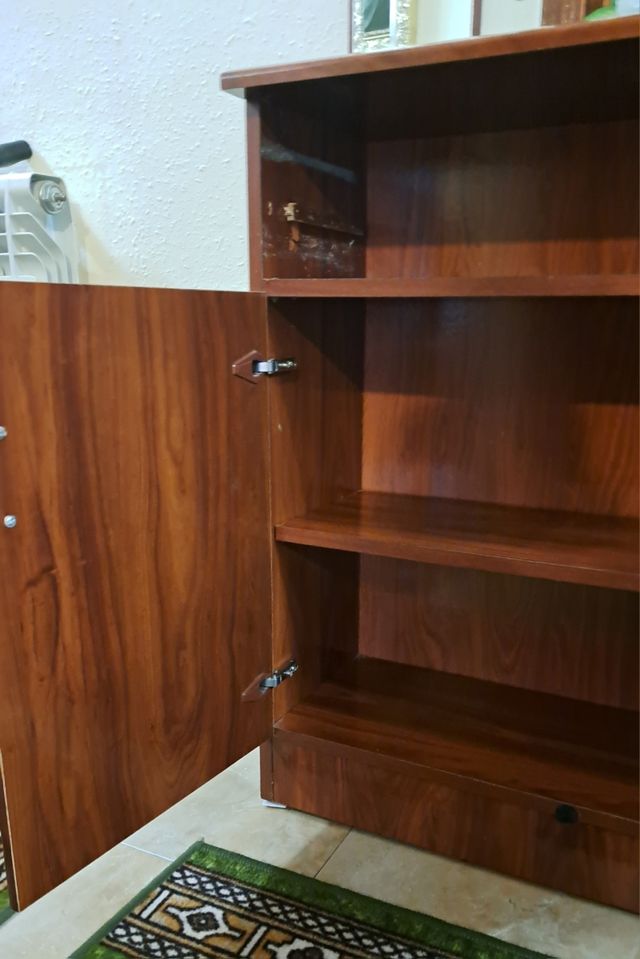 Mueble de entrada madera y cristal
