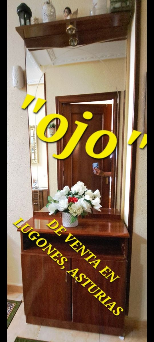 Mueble de entrada madera y cristal