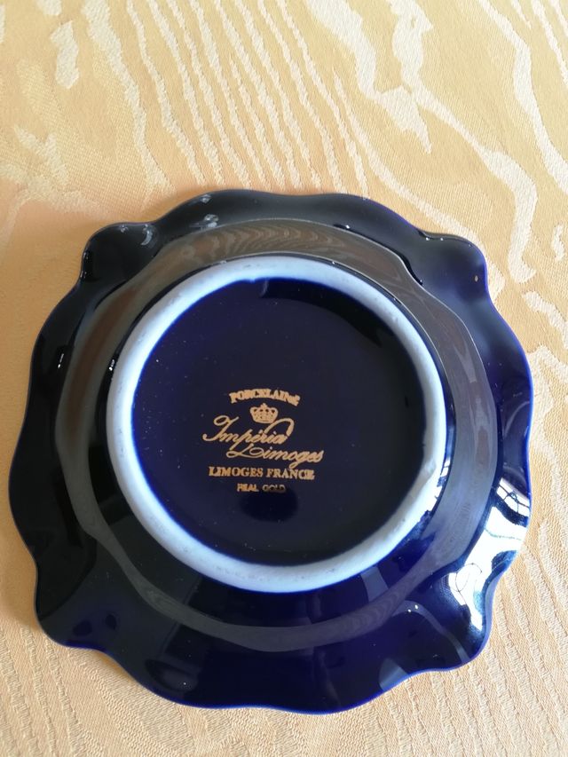 Posacenere Limoges Blu e Oro