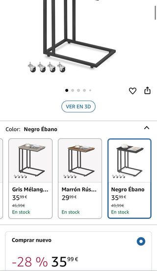 Mesa auxiliar VASAGLE negra - Estilo moderno