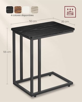 Mesa auxiliar VASAGLE negra - Estilo moderno