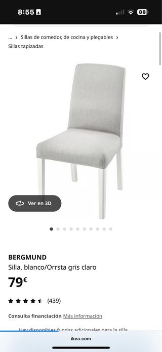 4 Sillas BERGMUND IKEA gris/blanco