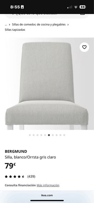 4 Sillas BERGMUND IKEA gris/blanco