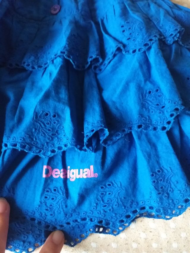 Falda Desigual Azul Volantes