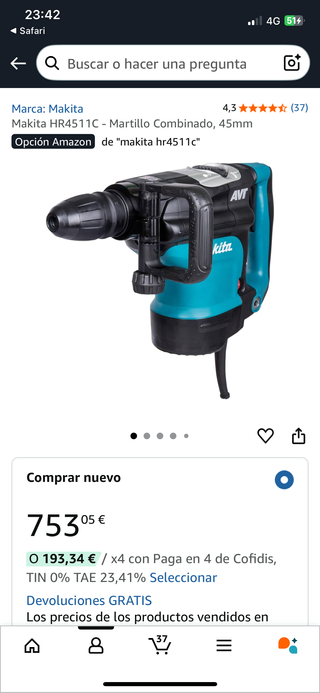 Martillo Makita HR4511C Combinado 45mm