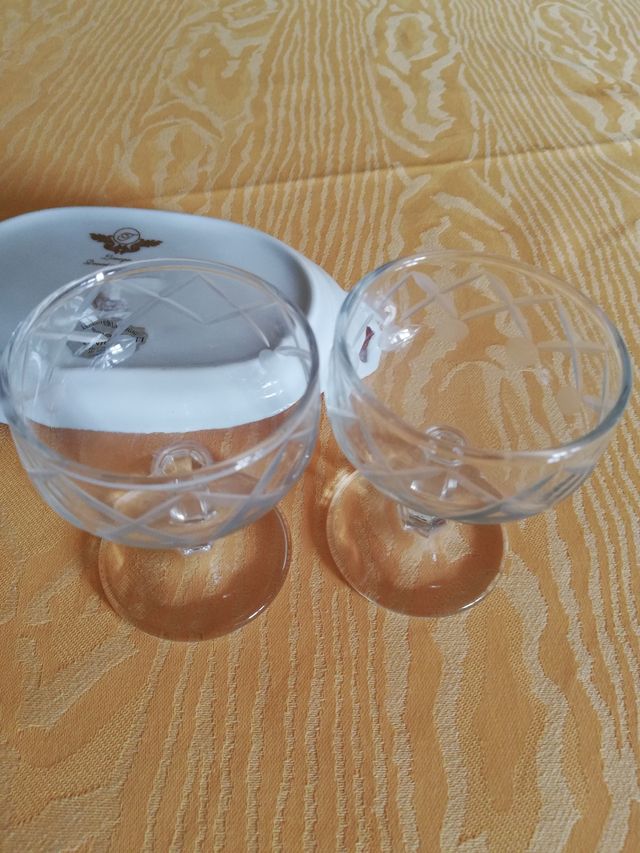 Vassoietto Limoges con 2 Bicchierini Vetro