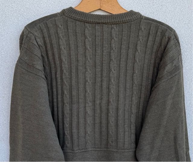 Maglione lana vergine verde militare vintage