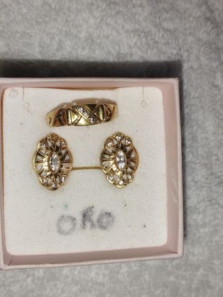 Anillo y pendientes de oro 21kl
