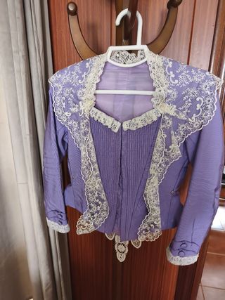 Corpiño fallera morado y blanco