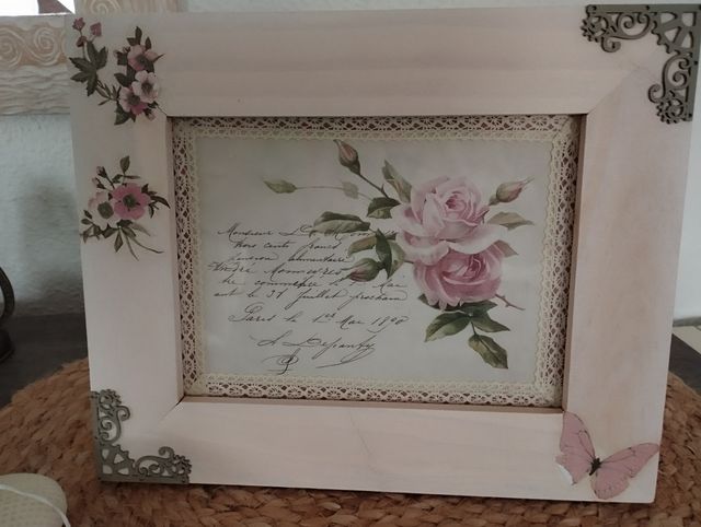 Cuadro romántico Shabby Chic con rosas