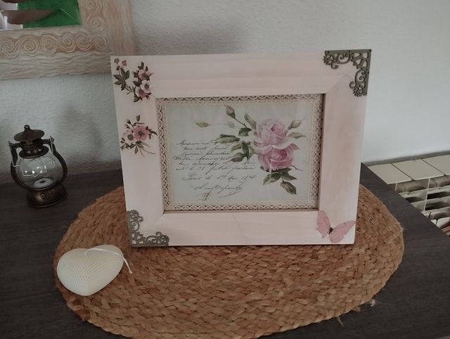 Cuadro romántico Shabby Chic con rosas