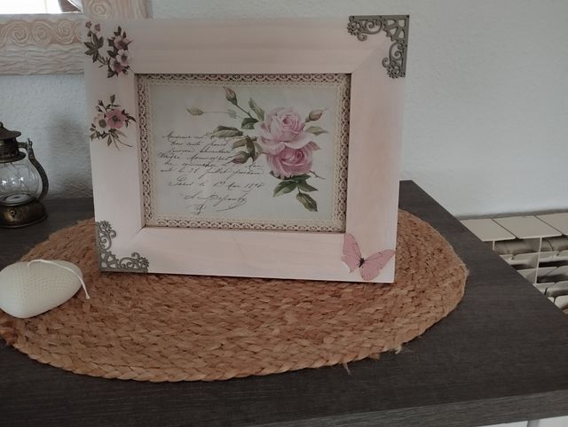 Cuadro romántico Shabby Chic con rosas