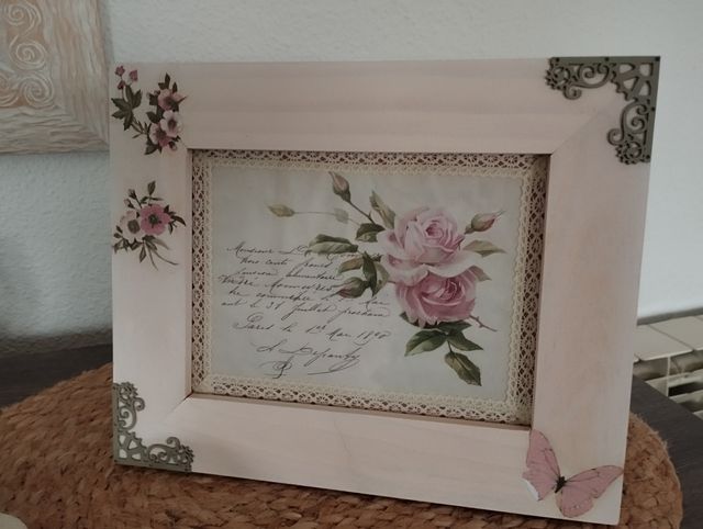 Cuadro romántico Shabby Chic con rosas