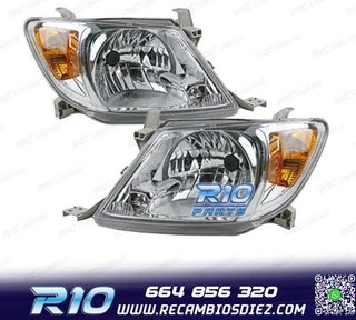 FAROS PARA TOYOTA HILUX VIGO PICK-UP 05-11 FONDO CROMO