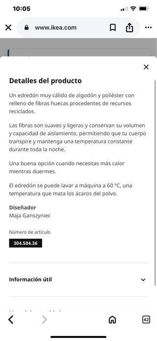 Edredón SMÅSPORRE IKEA 240x220 cm