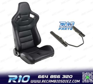 ASIENTO DEPORTIVO SEMI BAQUET ESTILO RS CUERO NEGRO Y CORRED